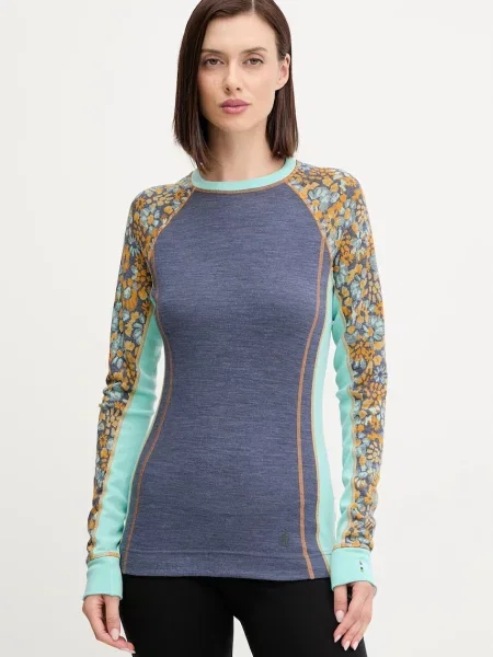 Funkční vlněné tričko s dlouhým rukávem Smartwool modrá