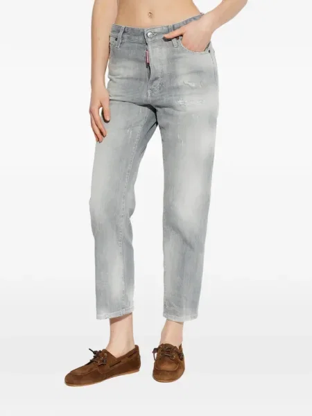 Pantaloni Dsquared2 zdrențuiți gri