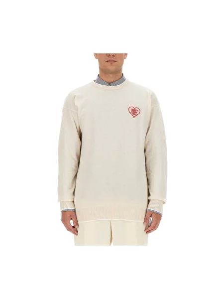 Sweter Family First z kaszmiru z logo biały