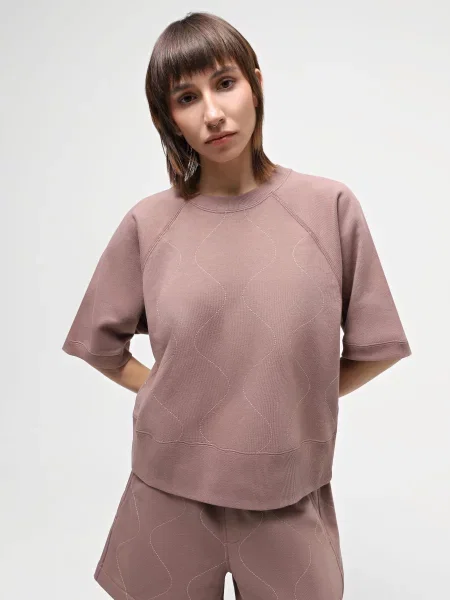Світшот Alpha Industries Short Sleeve Quilted Sweatshirt W бузковий