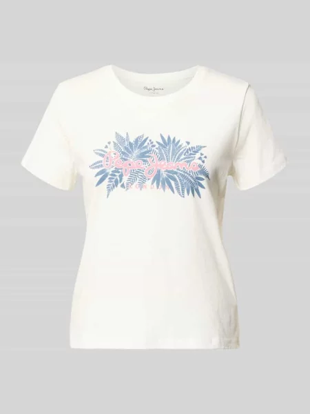 T-shirt o pudełkowym kroju z czystej bawełny model CRISTINA' Pepe Jeans biała