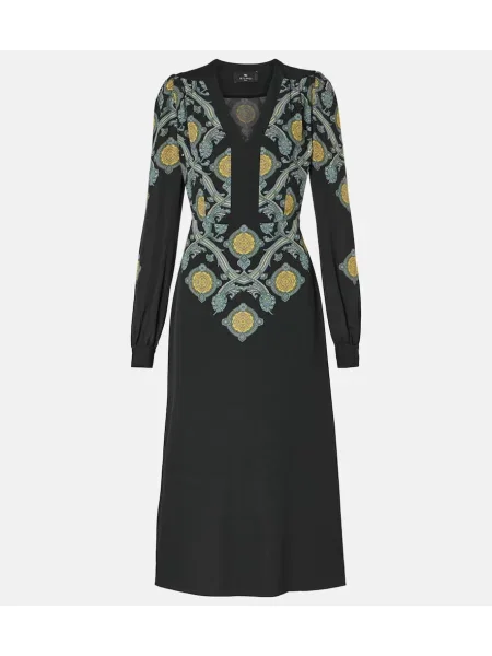 Sukienka midi Etro z nadrukiem do kolan garniturowa czarna