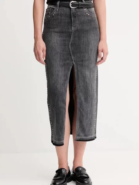 Gaudi fustă jeans maxi drept gri