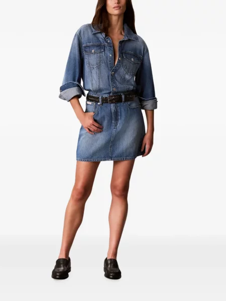 Rochie din denim Calvin Klein albastru