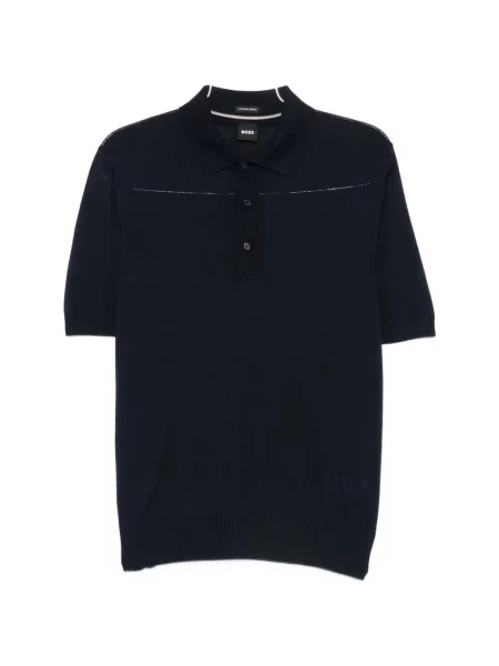 Tricou polo Boss de lână albastru