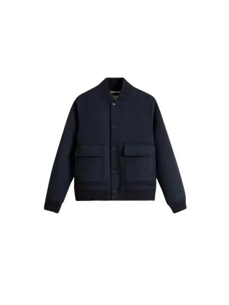 Kurtka bomber Woolrich wełniany niebieski