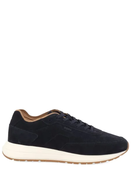Sneakerși Boss din piele de căprioară albastru
