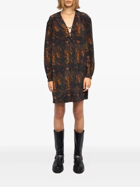 Костюм рокля Zadig&voltaire с връзки с дантела черно