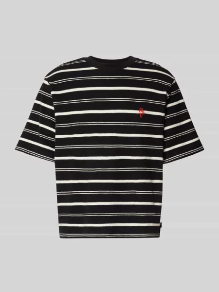 T-shirt z wyhaftowanym logo Review czarna