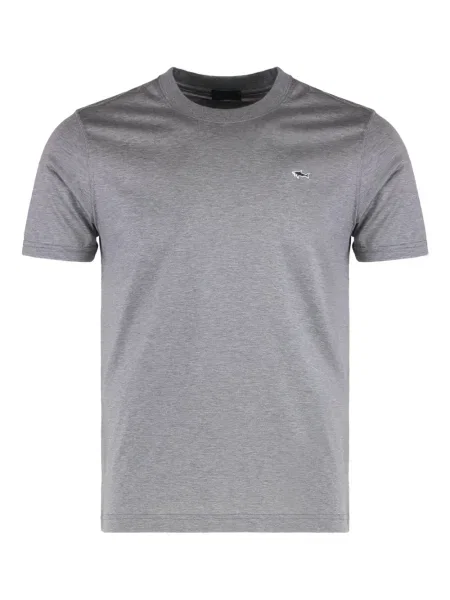 Tricou Paul & Shark cu broderie cu decolteu rotund gri