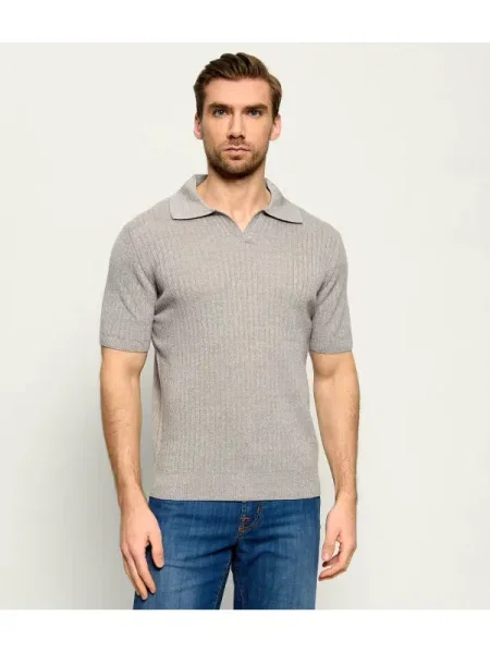 Tricou polo Stenströms de lână gri
