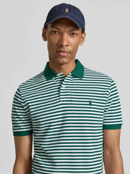 Koszulka polo o kroju slim fit z czystej bawełny model YD MESH STRIPE POLO' Polo Ralph Lauren zielona