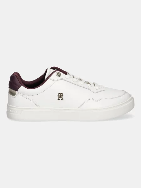 Tommy Hilfiger Usnjene superge ESSENTIAL ELEVATED COURT SNEAKER bela