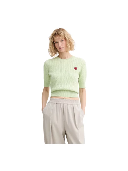 Dzianinowy sweter Kenzo z logo zielony