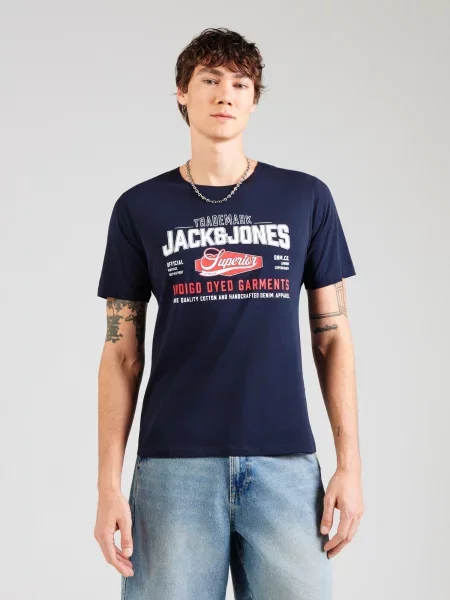 JACK & JONES Tričko tmavomodrá / olivová / čierna biela
