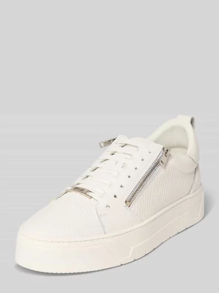 Sneakersy z naturalnej skóry z fakturowanym wzorem model Animal' Antony Morato białe