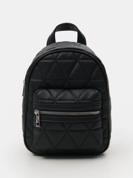 Стьобаний рюкзак зі штучної шкіри чорний