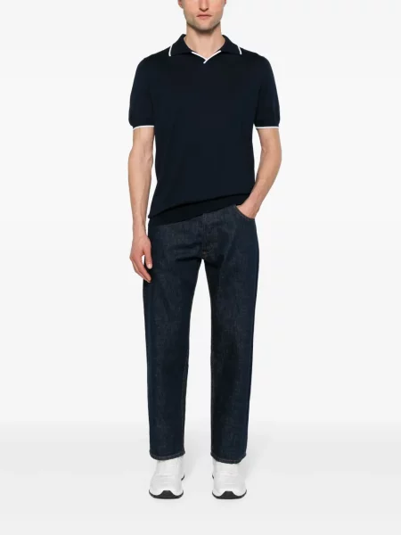Tricou polo Kiton tricotate albastru