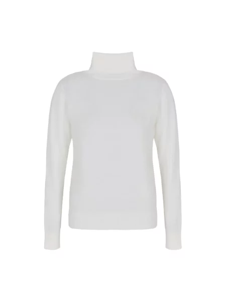 Sweter z golfem Armani Exchange wełniany z logo do golfa biały
