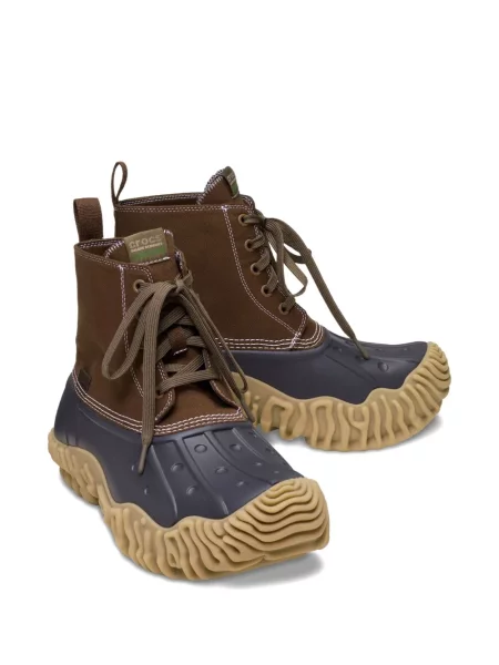Botine Crocs cu șireturi din dantelă maro