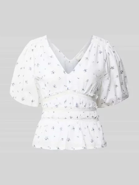 Bluzka o kroju regular fit z ażurowymi haftami model Sapura' Neo Noir biała