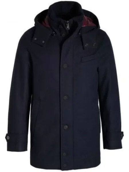 Geacă parka Norwegian Wool de lână cu glugă albastru