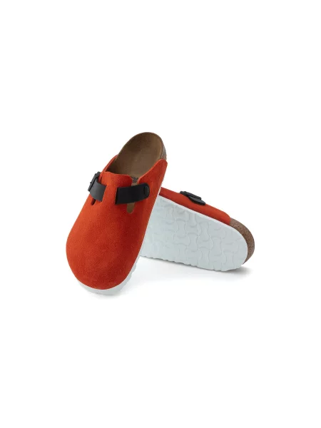 Birkenstock Boston Suede Leather Narrow fit Red Unisex Sandały Birkenstock Size: czerwony