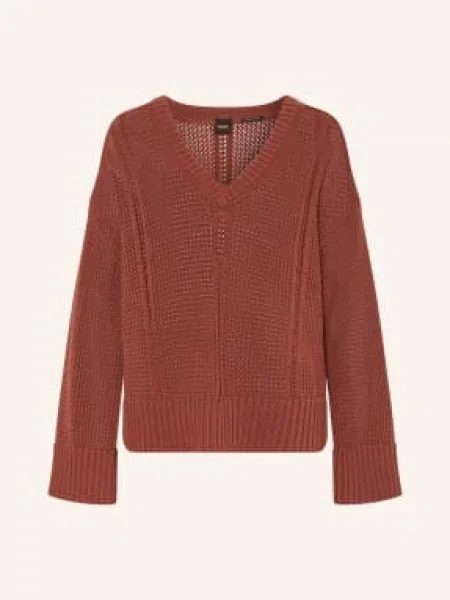 Boss Oversized Svetr Fevran tmavě oranžová / světle růžová