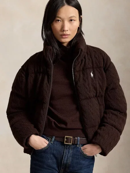 Polo Ralph Lauren prošivena jakna za žene s vunom smeđa