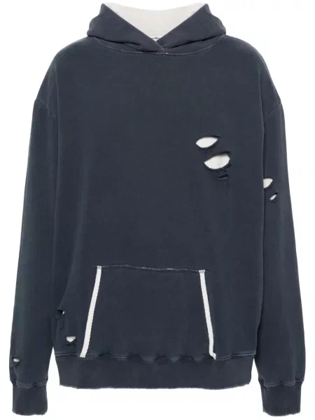 Суичър с качулка Maison Margiela с протрити краища синьо