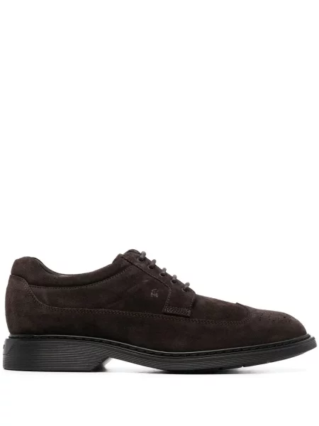 Brogues Hogan cu șireturi din piele de căprioară maro