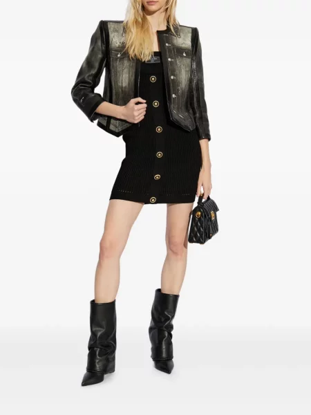Mini rochie mini Balmain de costum cu nervuri negru