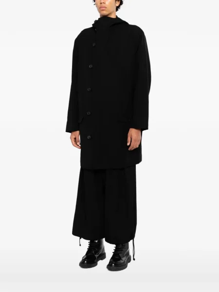 Palton Yohji Yamamoto cu glugă negru