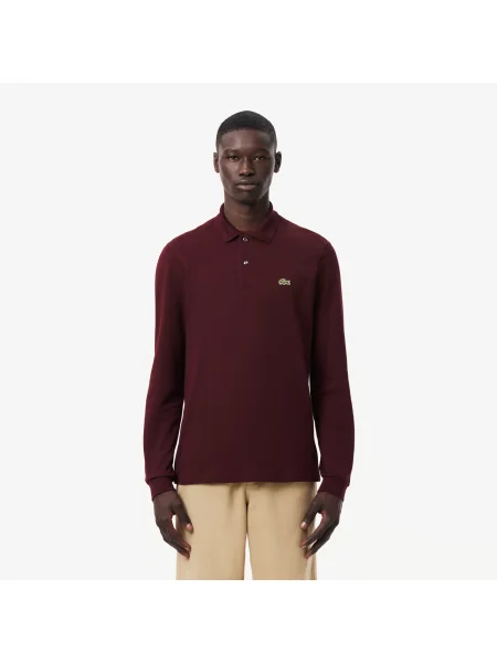 Lacoste Classic Fit Bordowa Koszulka Polo Z Długim Rękawem