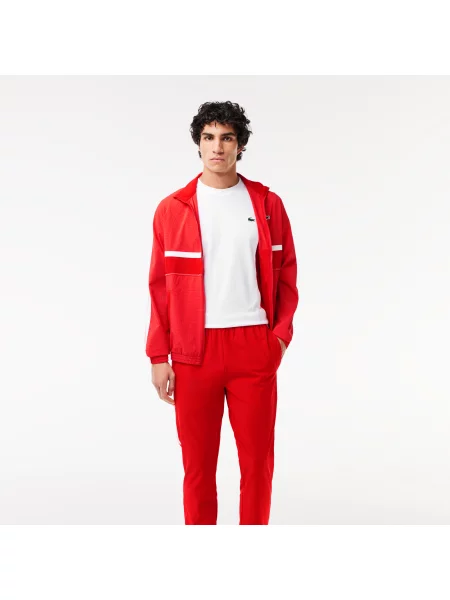 Lacoste T-Shirt Sport X Novak Djokovic Z Okrągłym Dekoltem Z Blokadą Koloru Regular Fit biały