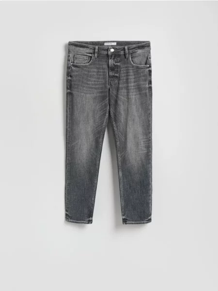 Reserved Blugi slim cu efect prespălat gri