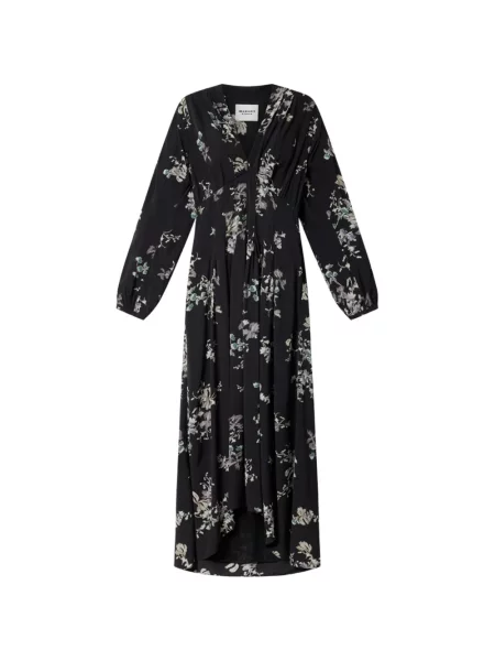 Rochie maxi Marant Etoile cu model floral cu imagine negru