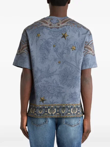 Tricou Etro cu imagine din jerseu albastru