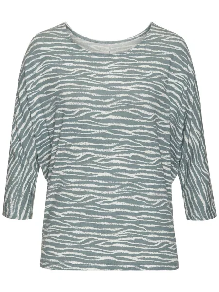 LASCANA Tricou albastru fumuriu / deschis gri