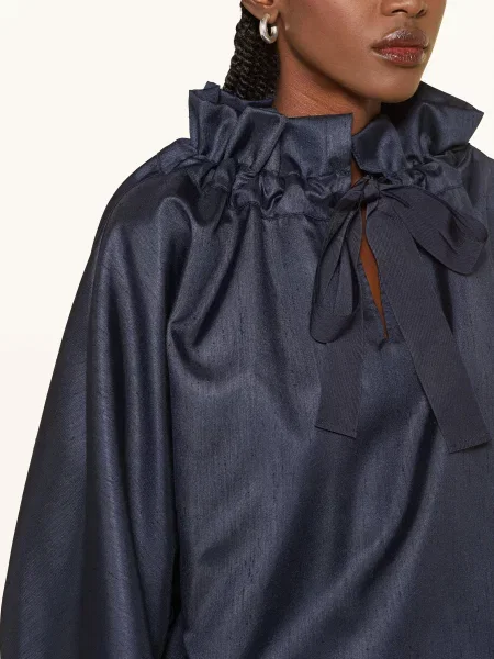 Sem Per Lei Bluzka Z Odkrytymi Ramionami blau granatowa