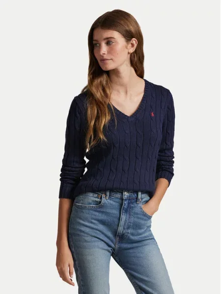 Polo Ralph Lauren Sweter z dzianiny Kobiety niebieski jednolity S granatowy