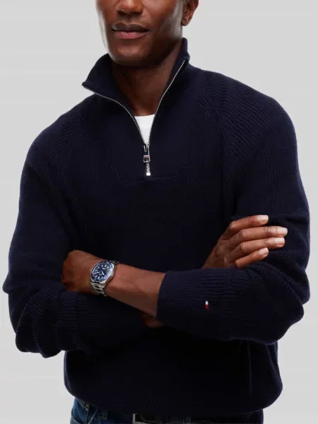 Tommy Hilfiger Sweter Fisherman granatowy