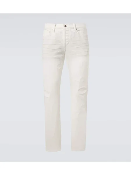 Traperice ravnih nogavica Tom Ford s izlizanim efektom bijela