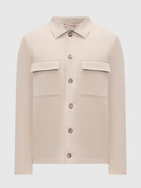 Куртка з льоном в стилі сорочки Peserico бежева