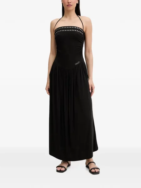 Rochie maxi Liu Jo cu tepi cu gât halter negru
