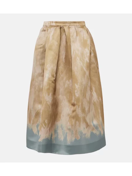 Midi krilo Dries Van Noten z visokim pasom s potiskom