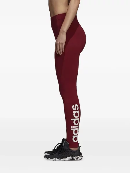 Legginsy Adidas do biegania z nadrukiem z dekoltem w serek czerwone