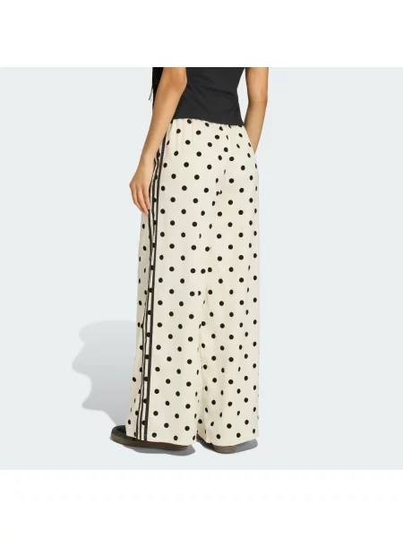 SPODNIE SATIN POLKA DOTS WIDE LEG białe