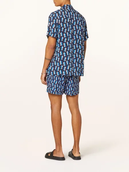 Arrels Barcelona Košile Resort Navy Papier Decoupe X Severin Millet Comfort Fit tmavě modrá/ modrá bílá