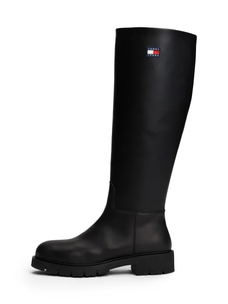 Tommy Jeans cizme TJW STRETCHY LONG SHAFT cu plat negru